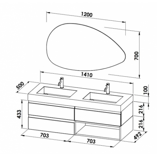 Meuble de salle de bain sur-mesure EXTENSO avec rangement et coiffeuse Meuble