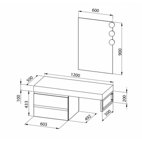 Meuble de salle de bain sur-mesure EXTENSO avec rangement et coiffeuse Coiffeuse