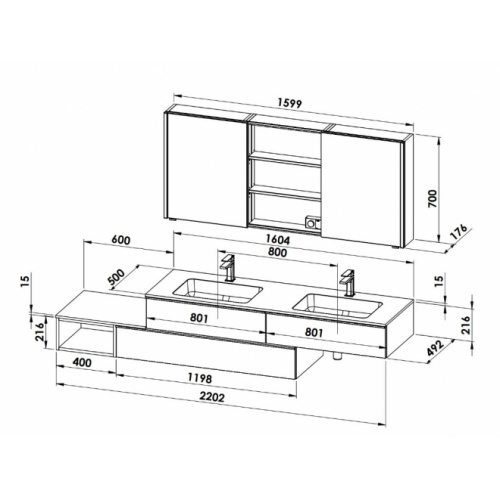 Meuble de salle de bain sur-mesure EXTENSO amb 70