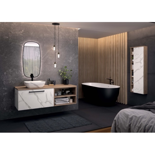 Meuble de salle de bain ZOE Marbre Carrare et Noyer ZOE AMB15 HD-a