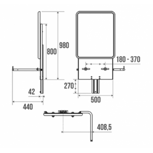 Support de lavabo réglable à vérin - 12 à 18 kg 052100 Schéma