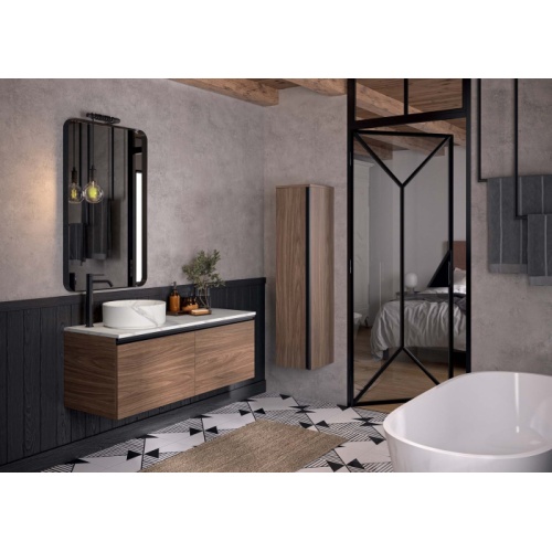 Meuble de salle de bain TOSCANE Noyer Tabac et Marbre Carrare TOS AMB02 HD-a