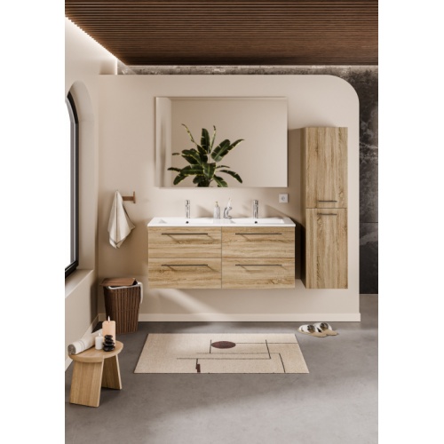 Meuble NEPTUNE Bois Clair 120 cm - Miroir Slim