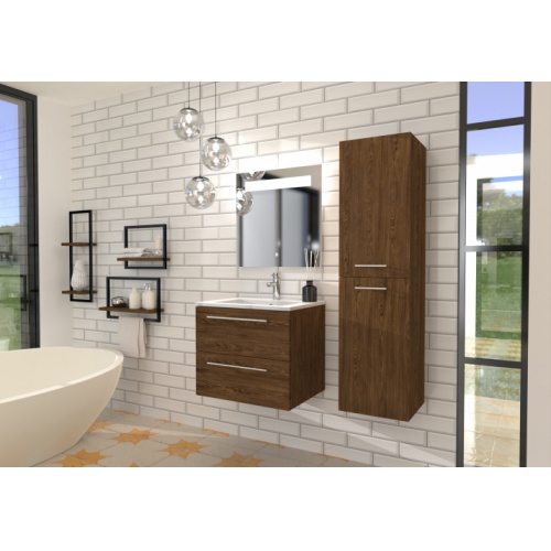 Meuble NEPTUNE Héritage Chêne 60 cm - Miroir antibuée KATHY