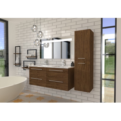 Meuble NEPTUNE Héritage Chêne 120cm - Miroir antibuée Kathy