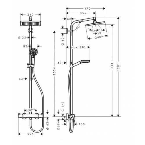 Colonne de douche CROMETTA E 240 EcoSmart - 27281000** 27281000