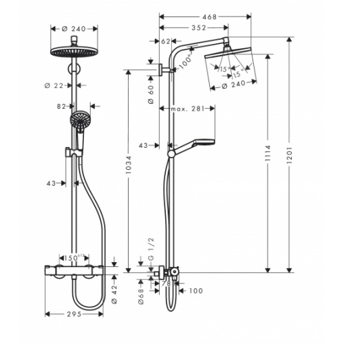 Colonne de douche CROMETTA S 240 EcoSmart-27268000** 27268000_2