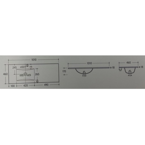 Meuble de salle de bain NEPTUNE Blanc 100D - Miroir LITE LAVA 100 D