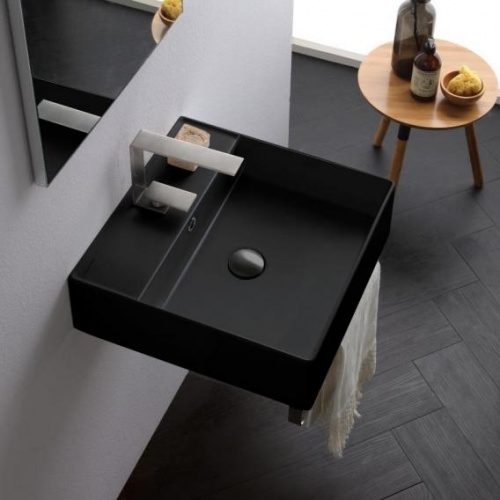 Vasque à poser ou suspendue Noire mat 46 cm TEOREMA 2.0 