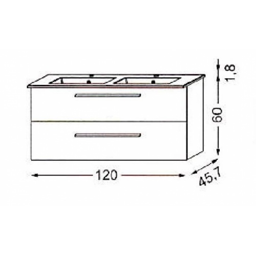 Meuble double vasque PRIMARO Chêne Quebec 120 cm PRIMARO 120 Schéma