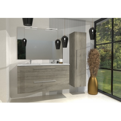 Meuble double vasque PRIMARO Chêne Gris 120 cm