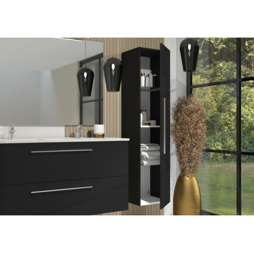 Meuble double vasque + Colonne PRIMARO Noir Mat** PRIMARO-colonne-noir mat