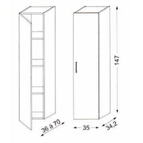 Colonne de salle de bains PRIMARO Noir mat H147 cm** Colonne PRIMARO