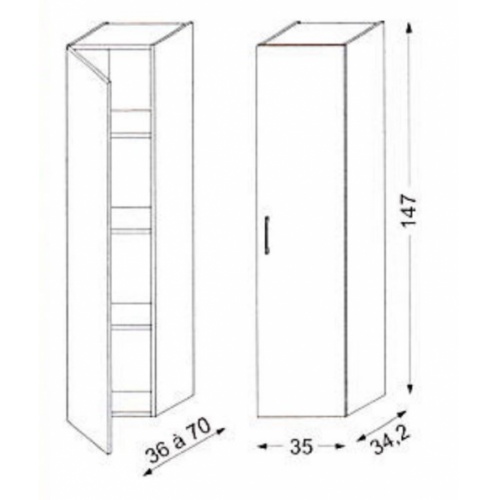 Colonne de salle de bains PRIMARO Chêne Gris H147 cm Colonne PRIMARO