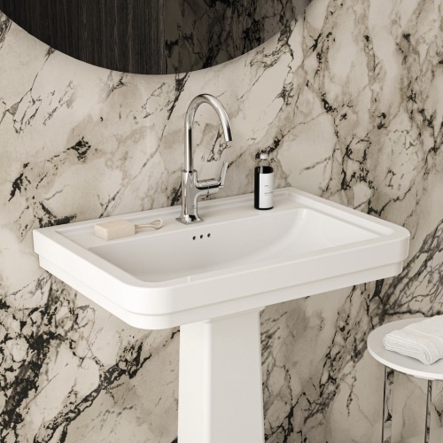 Lavabo mural rétro CALLA 71.5 cm - 1 trou de robinetterie E221901 (3)