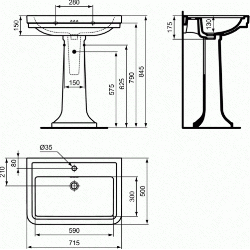 Colonne en céramique pour vasque néo-classique CALLA E221901 (1)