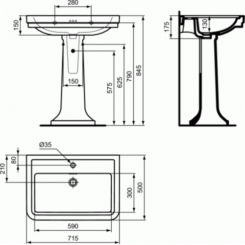 Colonne en céramique pour vasque néo-classique CALLA E221901 (1)