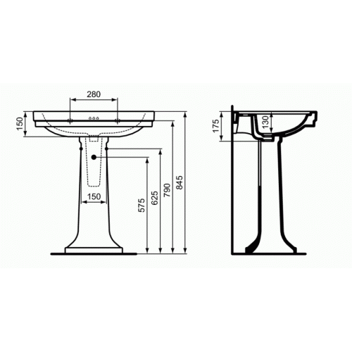 Colonne en céramique pour vasque néo-classique CALLA E222401