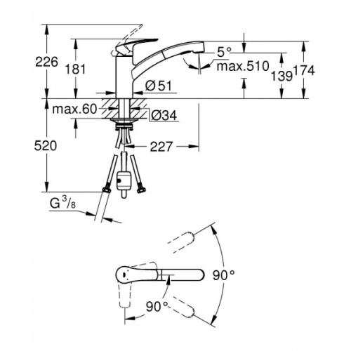 Mitigeur de cuisine EUROSMART avec douchette extractible 30355001_4