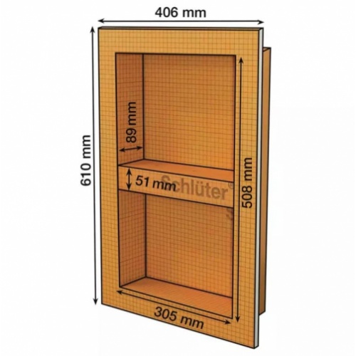 Niche prête à carreler Schlüter KERDI-BOARD-N 305x508 mm* KB12N305305A_Cotes