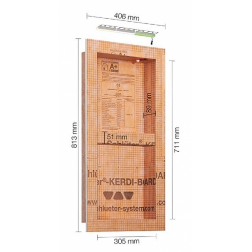 Niche encastrée rétro-éclairée Schlüter-KERDI-BOARD-NLT 305x711 mm KB12NLTP3AE1