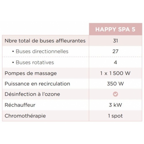 HAPPY SPA 5 - 6 places - Tablier aspect Bois clair lumineux HAPPY SPA 5 Tech