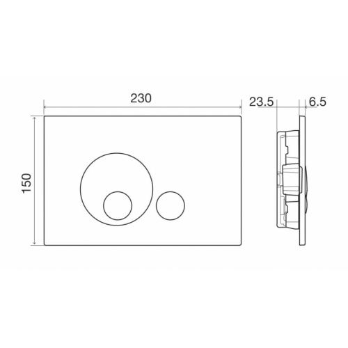 Pack WC Bâti-support + plaque Blanche + cuvette suspendue Bau Ceramic 187B Schéma