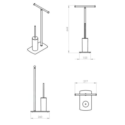 Porte-rouleaux WC et brosse de toilette et réservoir FLORIDA Chromé 7332 14_2