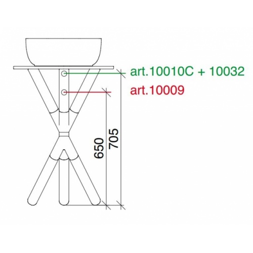 Console CROSS pieds Bois Clair et plan céramique CROSS Siphon