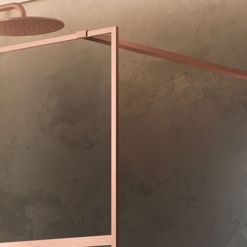 Paroi walk-in HP ART Or Rose brillant - Verre Linea 2 - 87cm Barre de renfort HC ART