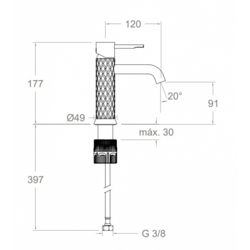 Mitigeur de lavabo ODISEA JOYA Cuivre brossé - 590401CUC 590401 Schéma