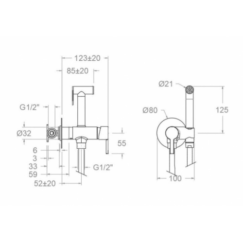 Applique douchette WC en laiton Nickel brossé - 336801WCNC 336801WCNM_2