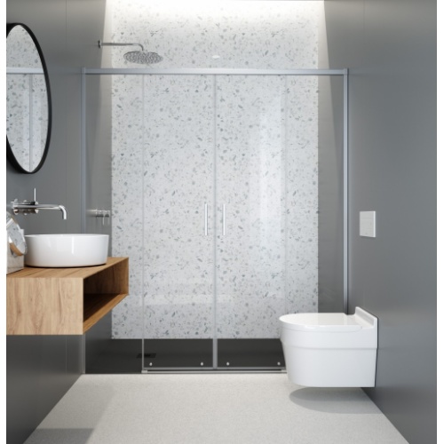 Porte de douche coulissante SALMA 325 - Argent - Transparent - 135cm