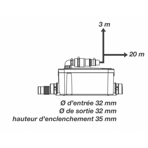 Pompe de relevage VD90 permettant d'installer une douche partout VD90 Relevage