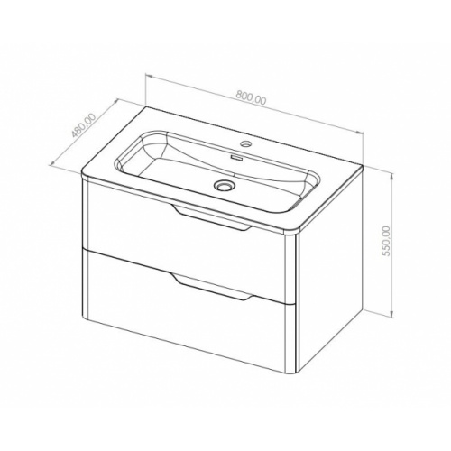 Meuble vasque LUNA Bois Clair 80cm avec miroir Lite LUNA 80 Schéma