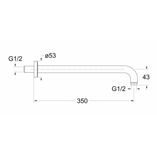 Bras de douche pour douche encastré Métal brossé PD41177 Schéma