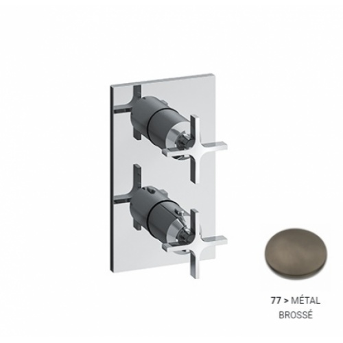 Façade thermostatique Bain/Douche encastrée CROSS ROAD Métal brossé - 2 sorties