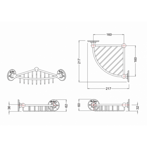 Etagère d'angle rétro Burlington Chromé - H60 A21 CHR_LD