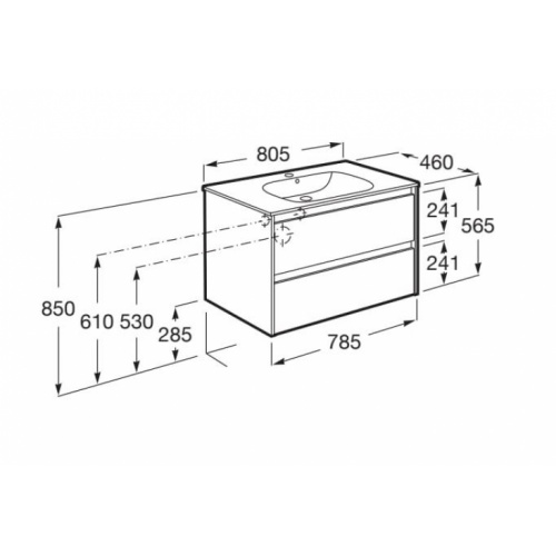 Meuble simple vasque TENET Noyer 80cm TENET 80 Schéma