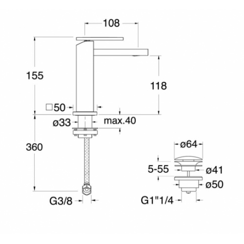 Mitigeur de lavabo TABULA Chromé TA220