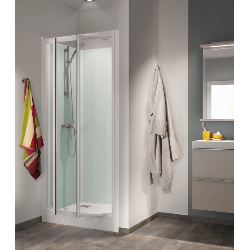 Cabine KINEPRIME GLASS en niche 2 portes battantes -Faible Hauteur - Mécanique - 70x70cm