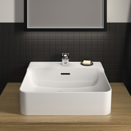 Lavabo en grès fin CONCA rectifié 50x45cm Blanc brillant Conca-T3812 (3)