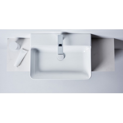 Lavabo en grès fin CONCA rectifié 50x45cm Blanc brillant Conca;T381801