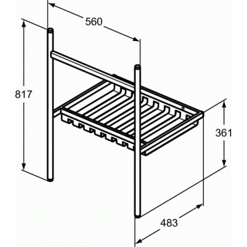 Piétement métallique pour lavabo-plan Noir Mat - 60 cm E2531XG (1)