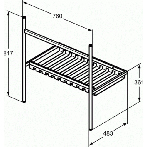 Piétement métallique pour lavabo-plan Noir Mat - 80 cm R2533 (7)