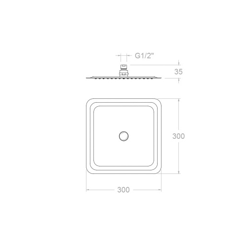 Douche de tête ULTRASLIM en inox carrée 30 cm RK300N_Schéma