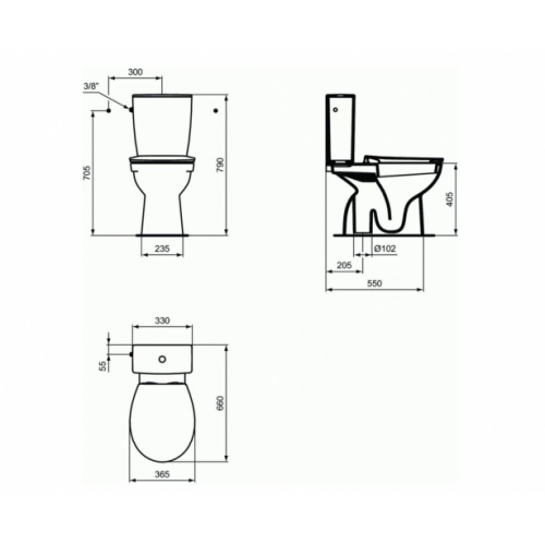 Pack WC sortie verticale ULYSSE+ Blanc Ulysse+ Schéma