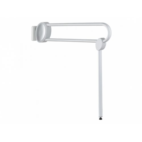 Barre relevable adaptée PMR et Séniors avec béquille de soutien Blanc et Chromé mat - 770 mm
