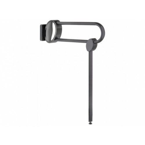 Barre relevable adaptée PMR et Séniors avec béquille de soutien Anthracite - 600 mm