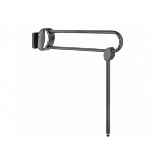 Barre relevable adaptée PMR et Séniors avec béquille de soutien Anthracite - 770 mm